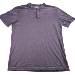 Alesbury Henley T-Shirt Mens XL Tall Purple Short Sleeve Garment Dyed Casual